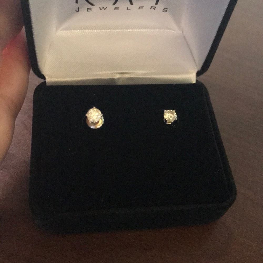 Sterling silver and diamond earrings